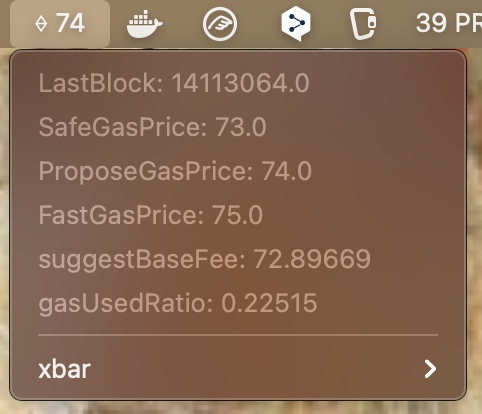 Image preview of Ethereum Gas Fees plugin.